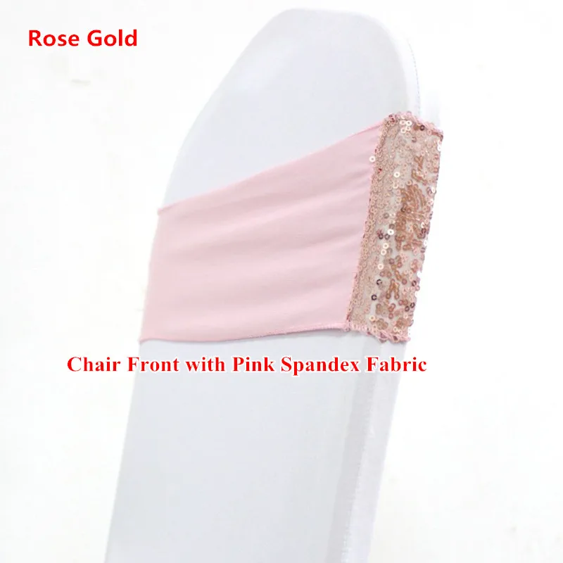 50pcs/lot Shiny Glitter Sequin Chair Sashes Bow Stretch Chair Sashes Band With Round Buckle For Hotel Party Wedding Decor