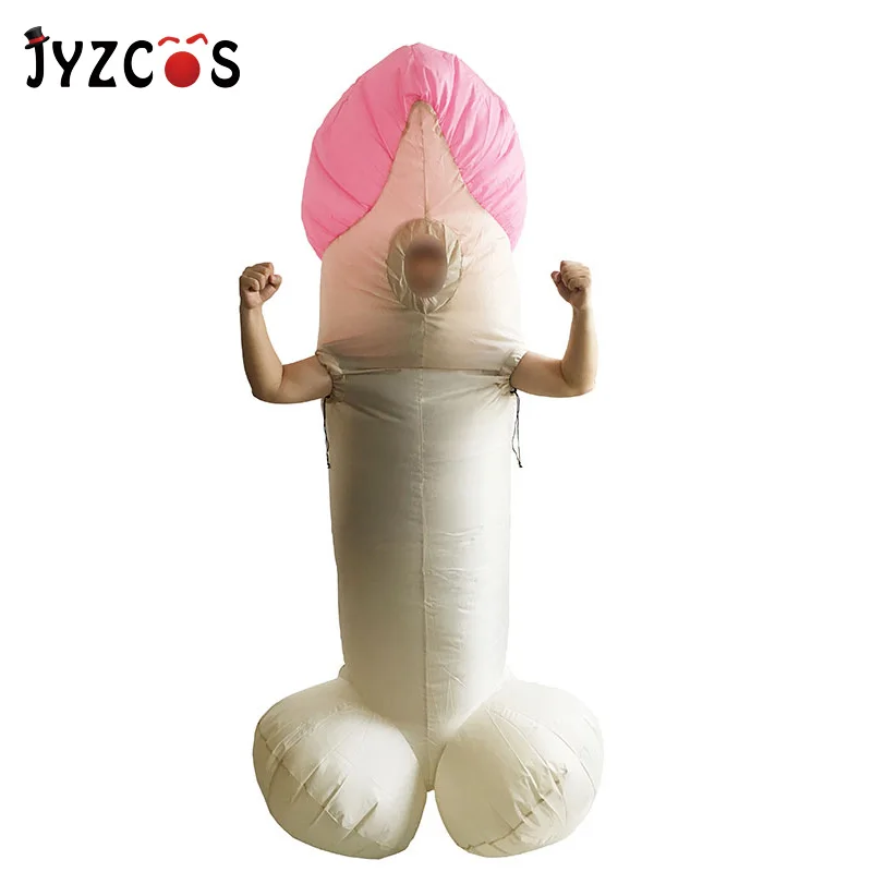 JYZCOS Adult Costume Dick Inflatable Halloween Costumes Funny Sexy Vivid Penis Dick Shaped Fan Operated  Inflatable Costumes