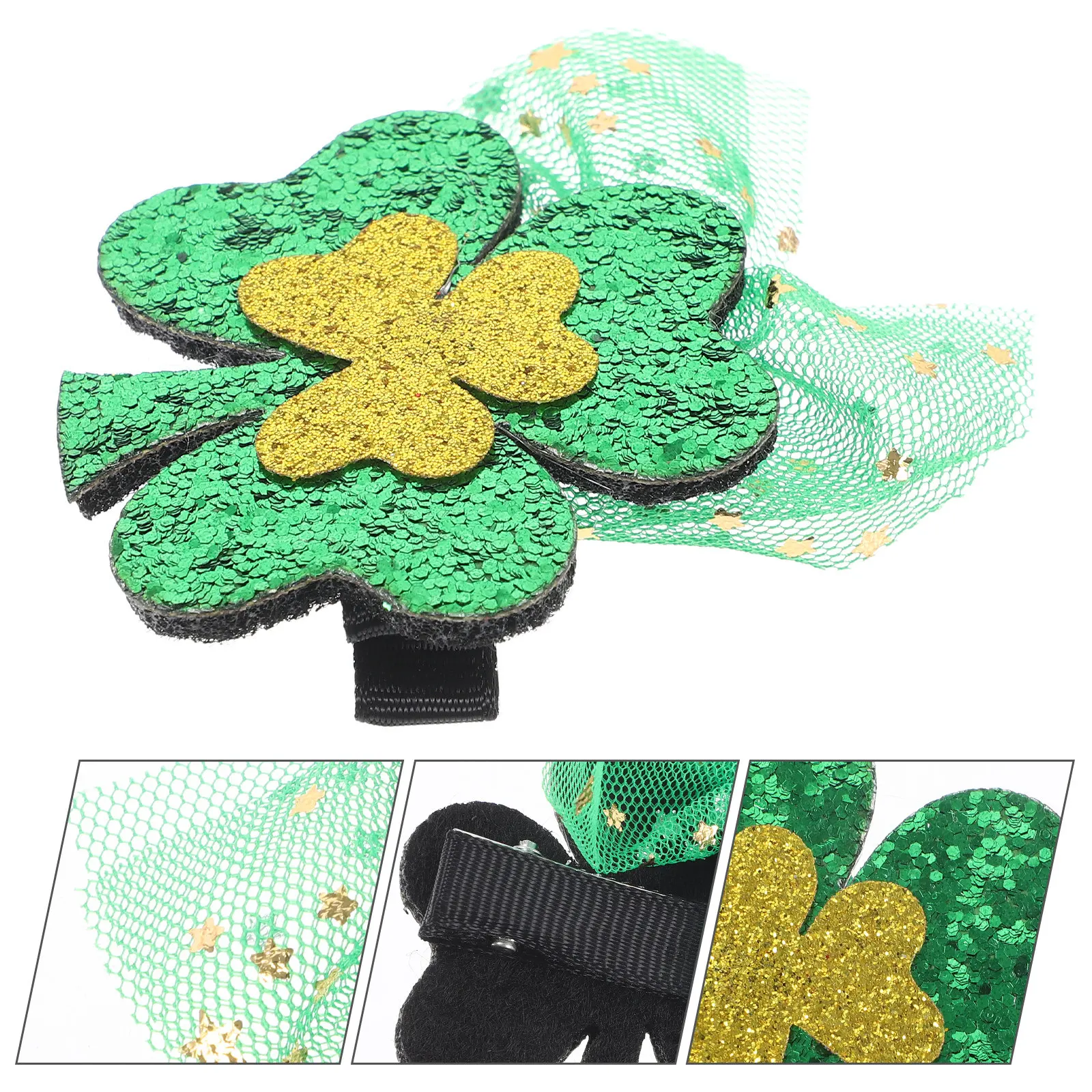 

Заколка для волос с клевером ко Дню Святого Патрика, уникальная сетчатая заколка-вуаль, праздничный аксессуар для волос, аксессуар для фотосессий, аксессуары ко Дню Святого Патрика