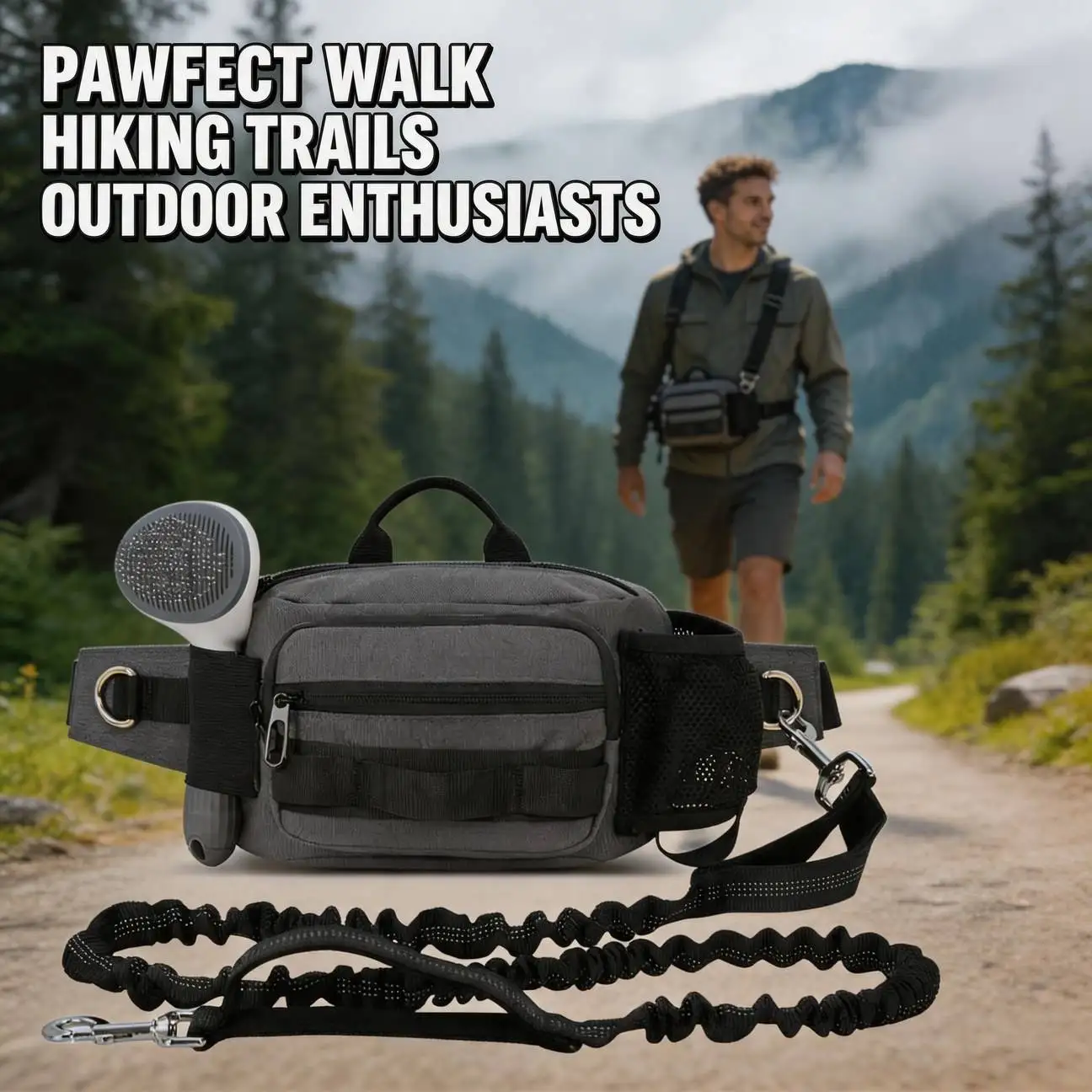 Premium Pet Leash Waist Bag With Dog Utility Style
