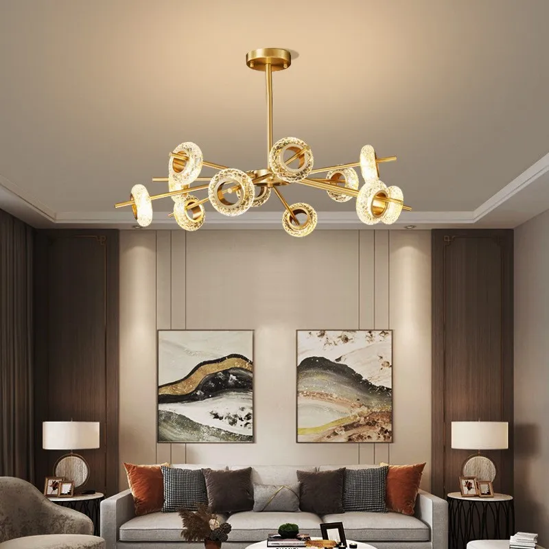 

Modern Minimalist Chandelier with Crystal for Living Room and Dining Room