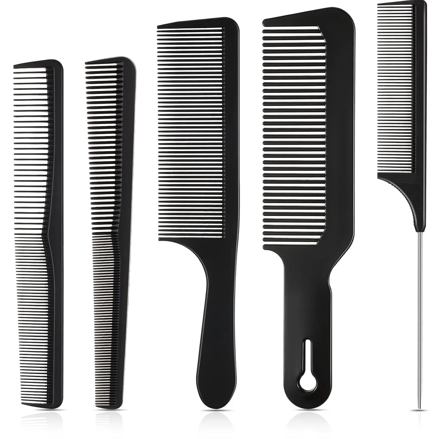 5-Piece Carbon Fiber Hair Comb Set - Heat Resistant Anti-Static Styling Tools for All Hair Types