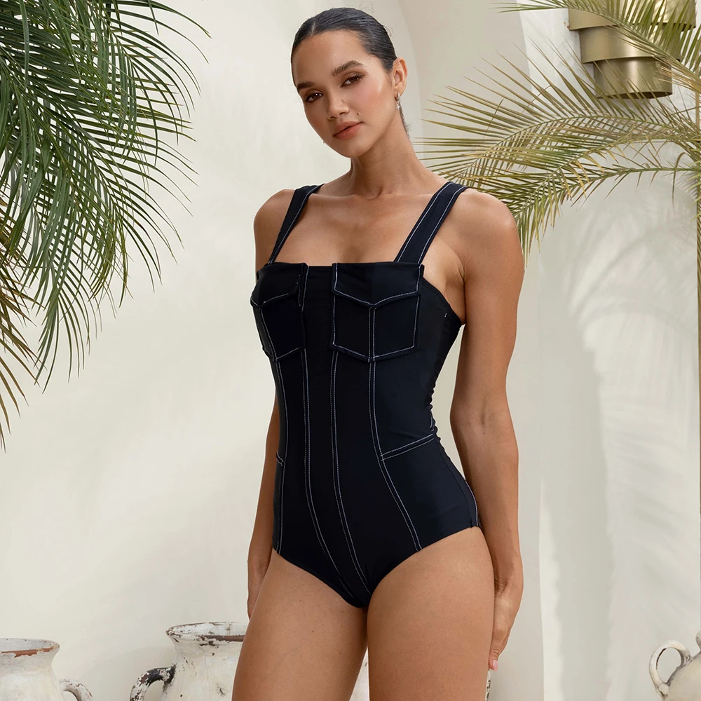 2024 Pockets One Piece Swimsuit and Pants  Clearance Wholesale Bodysuit Dress