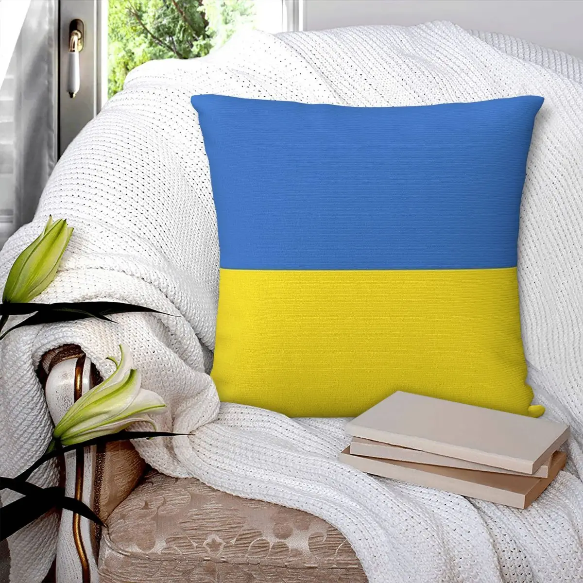 Flag Of Ukraine Square Pillowcase Pillow Cover Polyester Cushion Decor Comfort Throw Pillow for Home Living Room