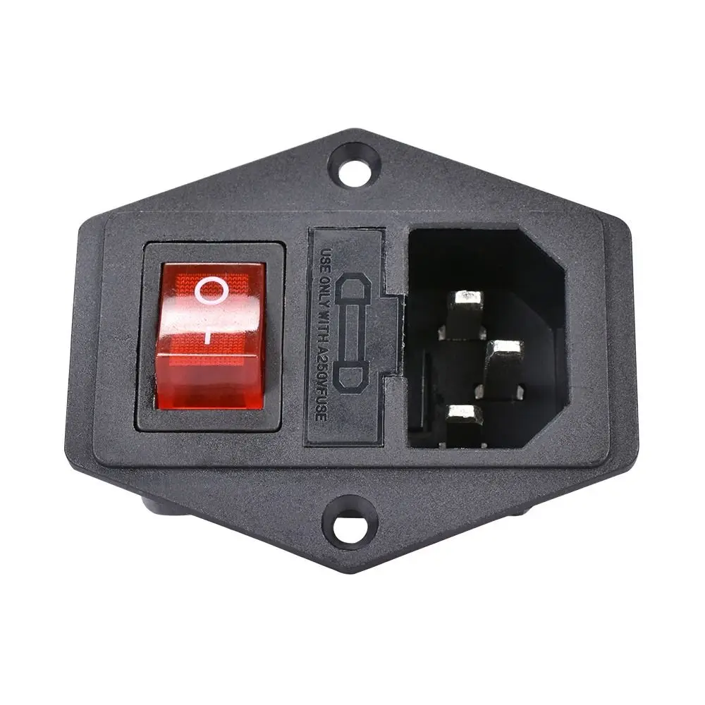 Fuse Switch 15A AC Power Socket 3Pin Fused Boat Rocker Switch 10A/250V AC Power Outlet for 3D Printer