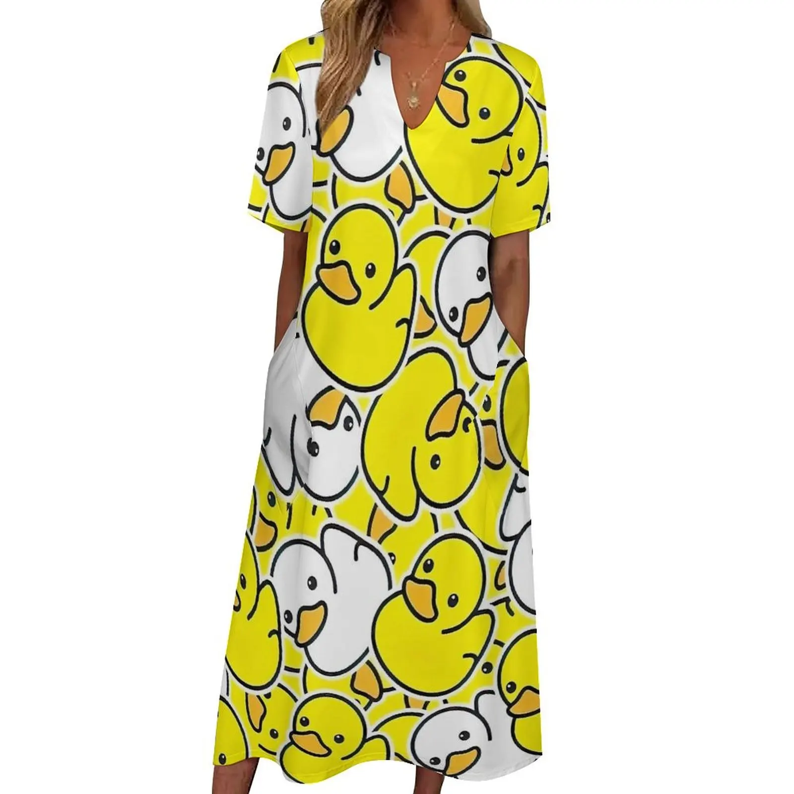 Rubber Ducks Float Dress Spring  Street Fashion Boho Beach Long Dresses Ladies Night Club Maxi Dress Gift Idea