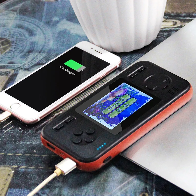 2 in 1 Handheld Game Console Power Bank 8000mAh Built-in 416 Retro Games 2.8 Inch Screen Portable Charger With Charging Cable