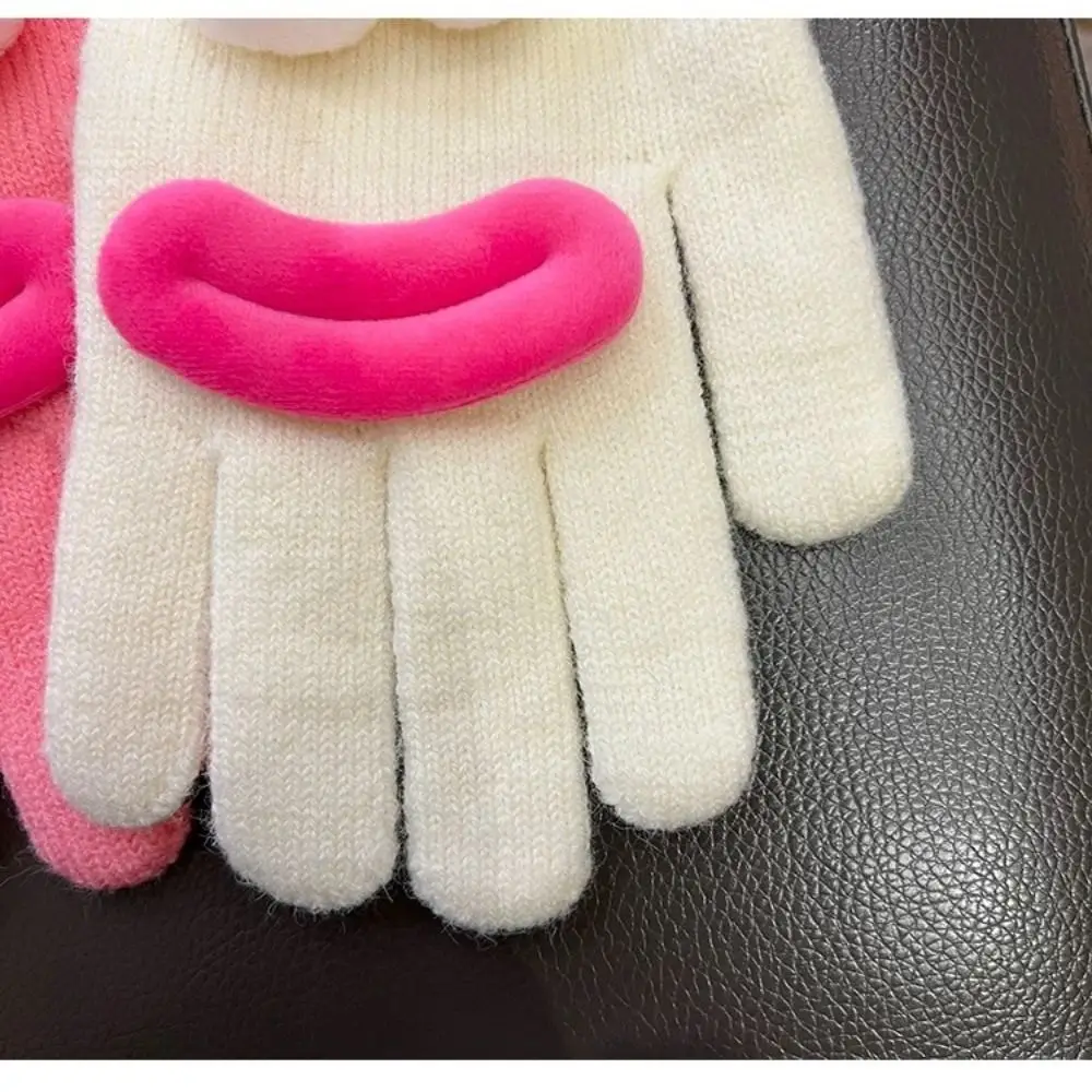 Durable Sausage Mouth Winter Knitted Gloves Touchscreen Korean Style Warm Gloves Knitted Full Finger Mittens Women