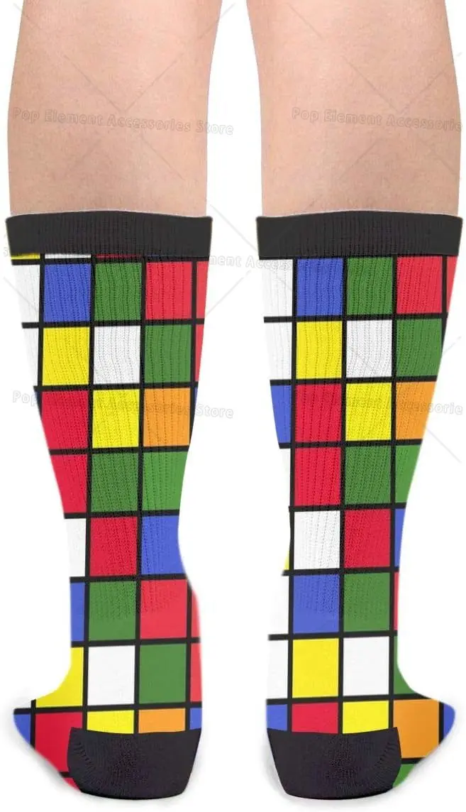 Colorful Cube Crew Socks Funny Novelty Socks Gifts  for Men Women Gift Novelty Crew Crazy Tube Socks