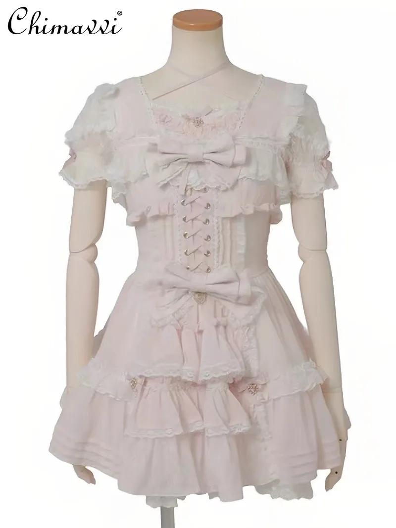 

New Liz Japanese-style Mass-produced Cute Lolita Princess Dress Sweet Girls Lace Patchwork French Girl Fluffy Dress for Women
