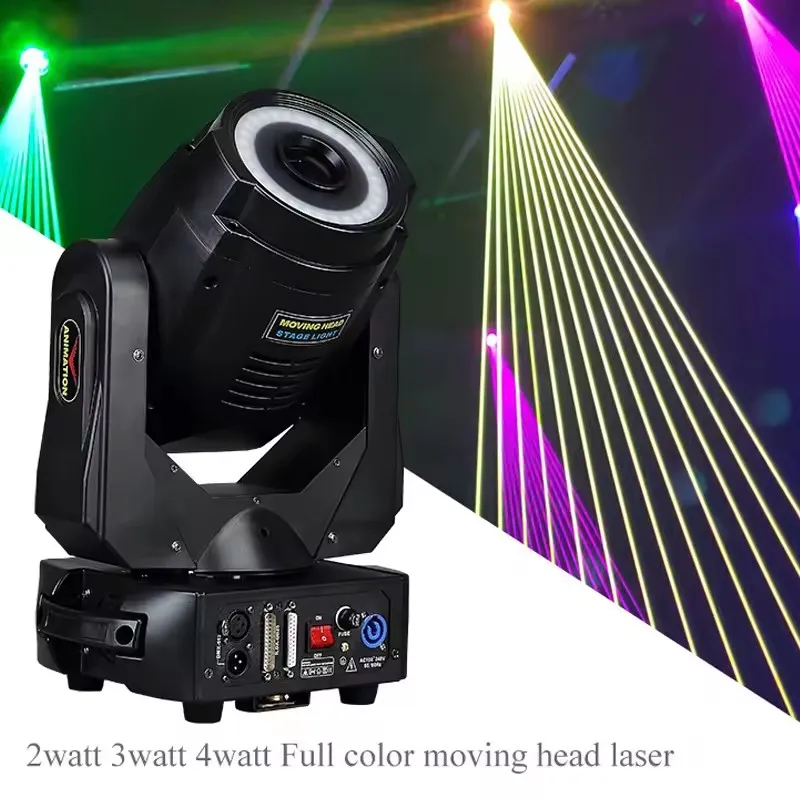 2W & 3W RGB Moving Head Laser Lamp 100W Stage Laser Light With LED Source And DMX512 Control For Bar Christmas Decorations