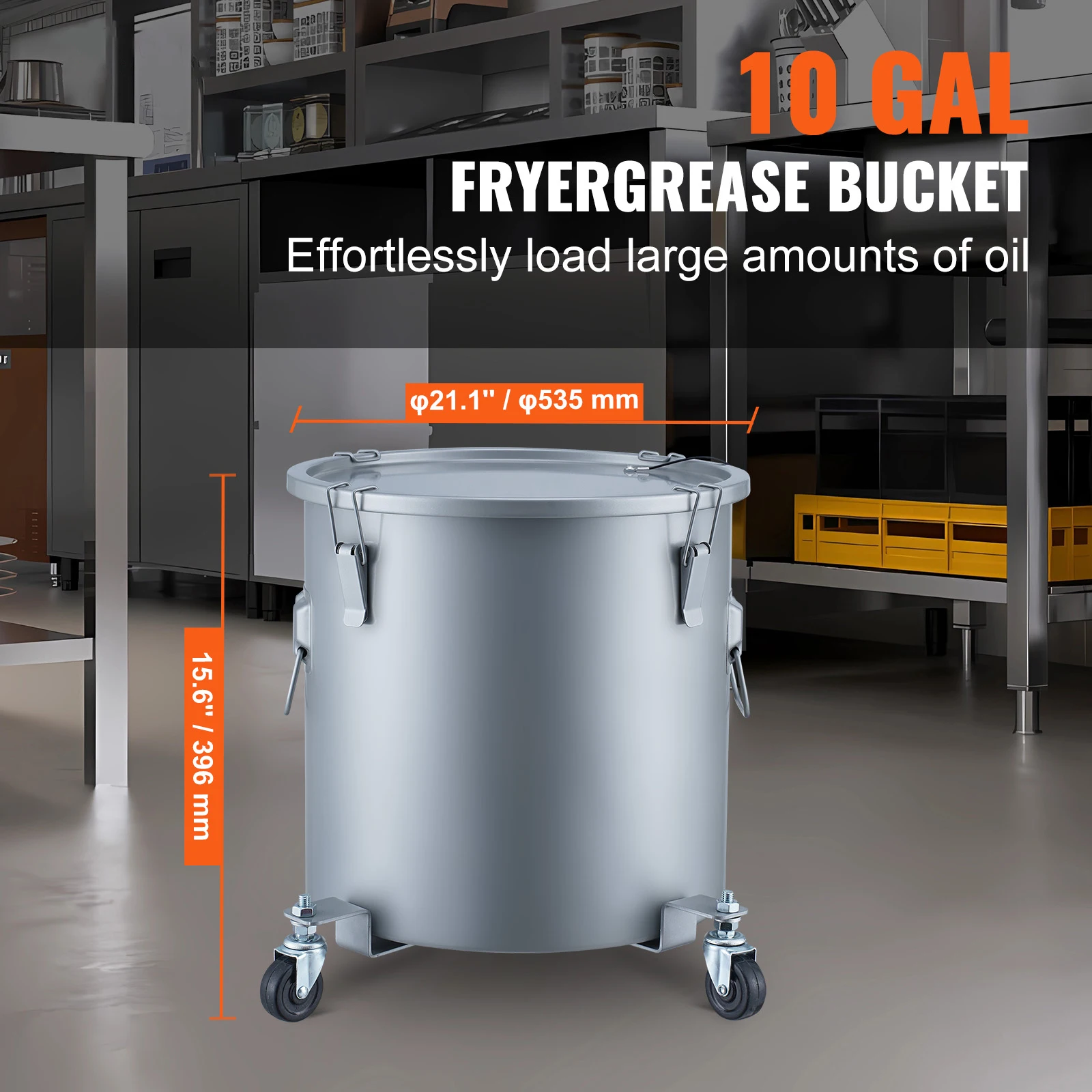 SucceBuy 8/10/16 Gallon Fryer Grease Bucket Oil Disposal Caddy with Caster Base Rust-Proof Coating Oil Transport Container With Lid