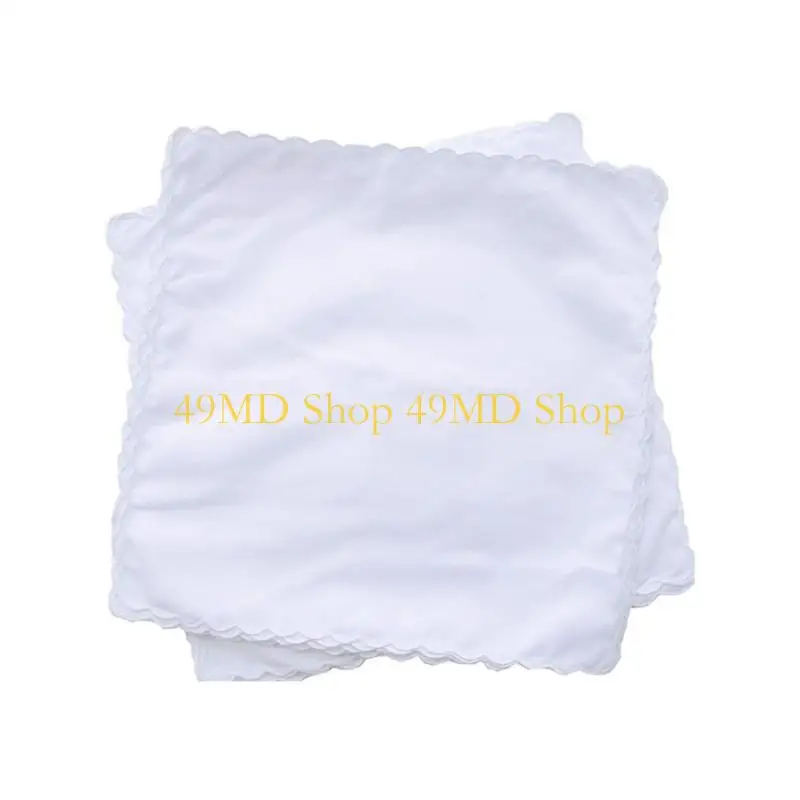 49MD Women Plain Portable Square Handkerchief Washable DIY Cotton Napkin Pocket Hanky