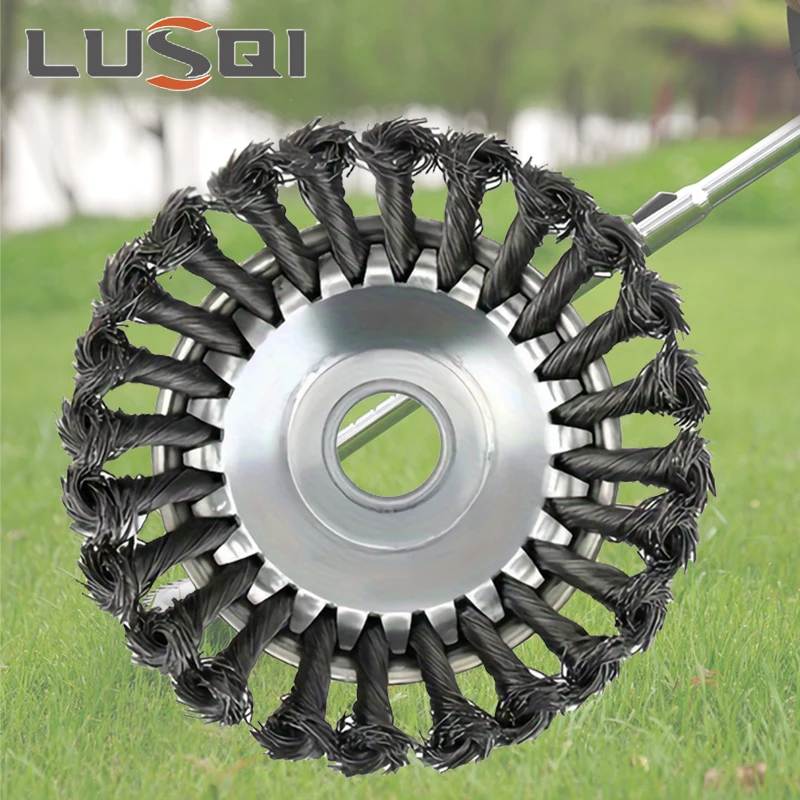 

LUSQI 6/8/10 Inch Grass Trimmer Head Knot Brush Steel Wire Wheel Brush Disc Garden Tools for Lawnmower Weed Accessories