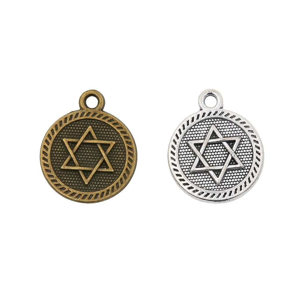 10Pcs/Lot 15x18mm 2 Colors Double Sided Star Of David Charms Pendant For DIY Jewelry Making Jewelry Craft Findings