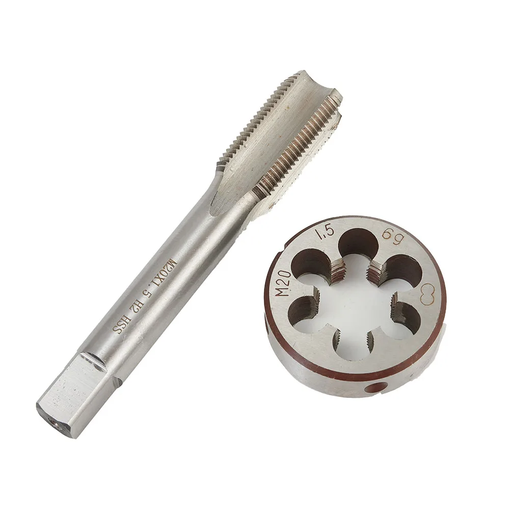 HSS M20x1.5mm Tap & M20 X 1.5mm Die Metric Thread Right Hand High Speed Steel Machine Screw Tap Drill Bit Round Die