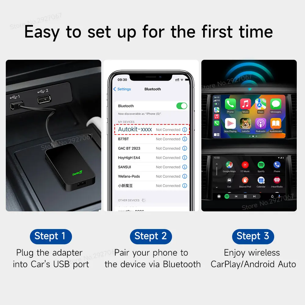 CarlinKit 5.0 4.0 3.0 CarPlay Wireless Adapter Plug &Play Android Auto Dongle for Toyota Mazda Nissan Citroen Audi Benz Kia Ford