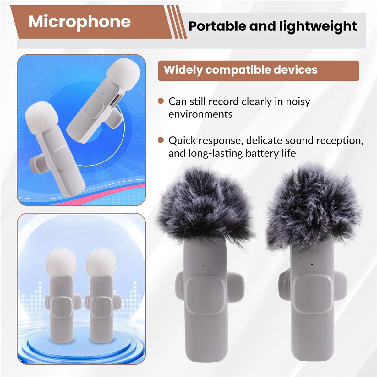 A07I Nieuwe draadloze lavaliermicrofoon Draagbare audio-video-opname Mini-microfoon voor Android PC Camera Live Gaming-telefoon