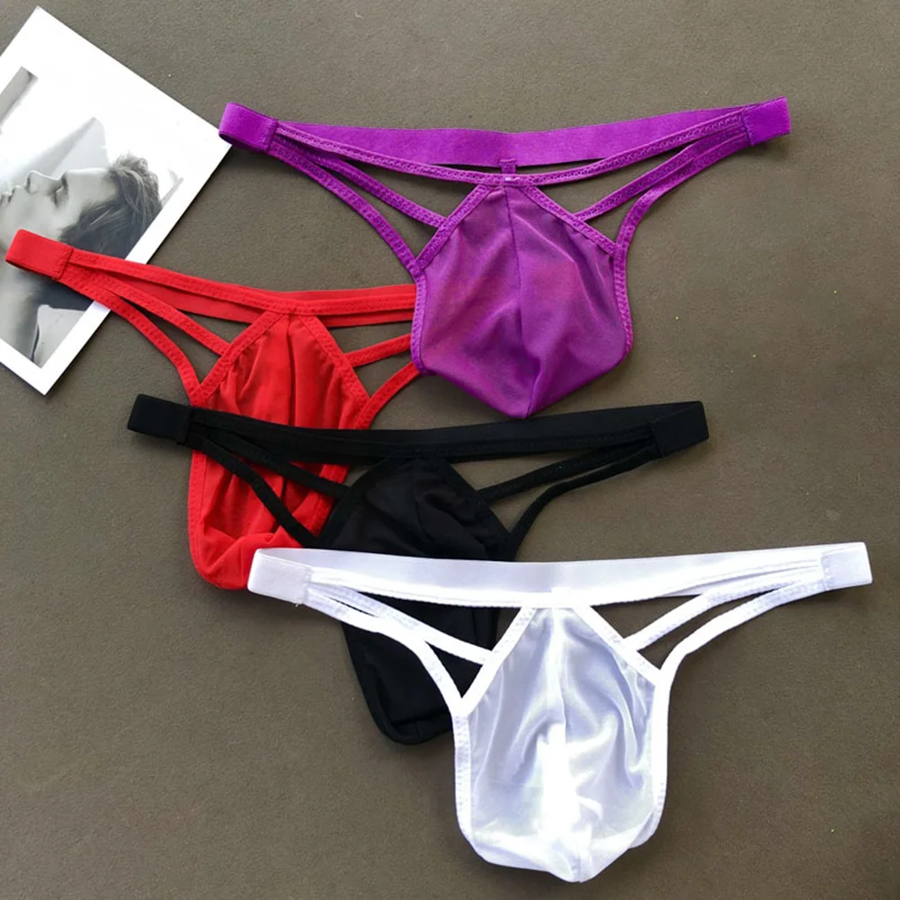 

Men's Breathable Mesh Thong Underwear with Bulge Pouch See Through G String T Back Underpants for Comfortable Fit