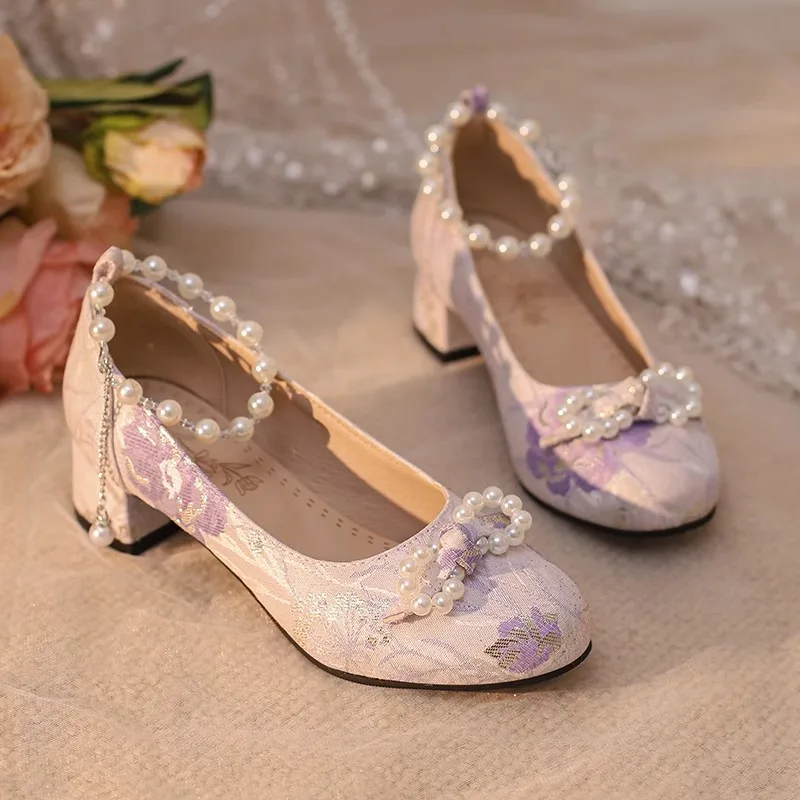 Qipao – chaussures classiques à talons hauts Lolita pour femmes, jupe Mian assortie, Style féerique ancien Hanfu LO, grande taille unique