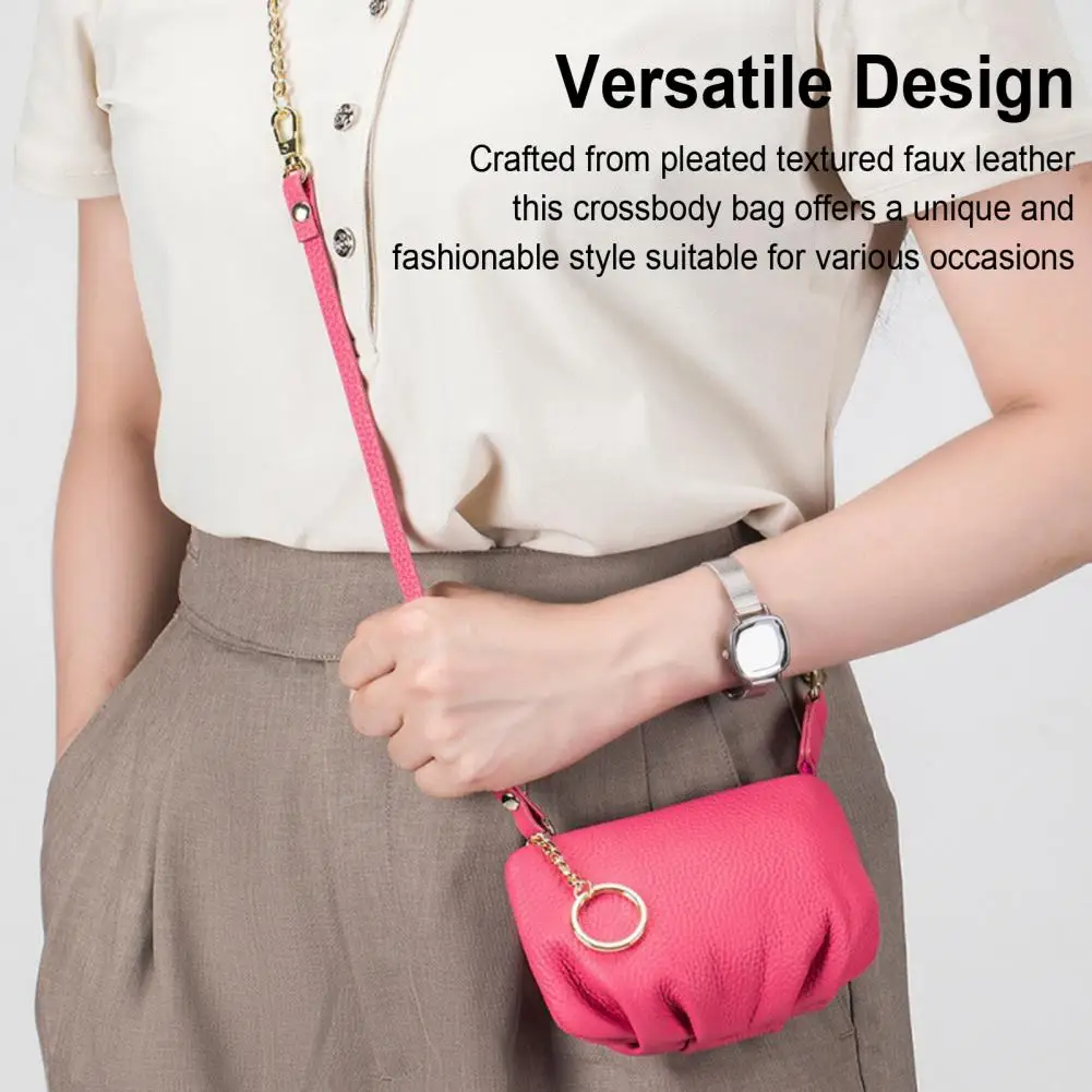 

Commute Crossbody Bag Stylish Women's Crossbody Bag with Detachable Hollow Chain Faux Leather Material Solid Color for Commuting