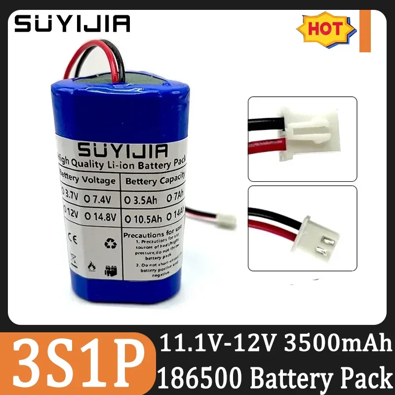 New 3S1P 12.6V 3500mAh 18650 Rechargeable Lithium Ion Battery 11.1v Li-Ion Battery for Backup Power CCTV Camera 12v Battery Pack