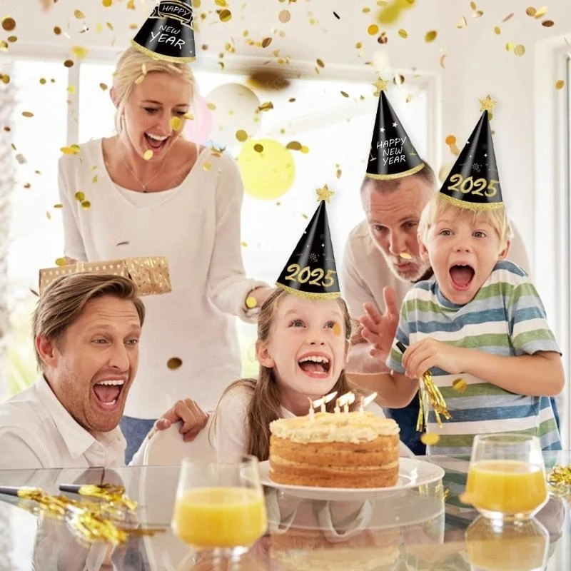 

0XLD 30 шт., головные уборы с Новым годом 2025, элегантная детская шляпа, бумажный реквизит для фотографий, красочная одежда для