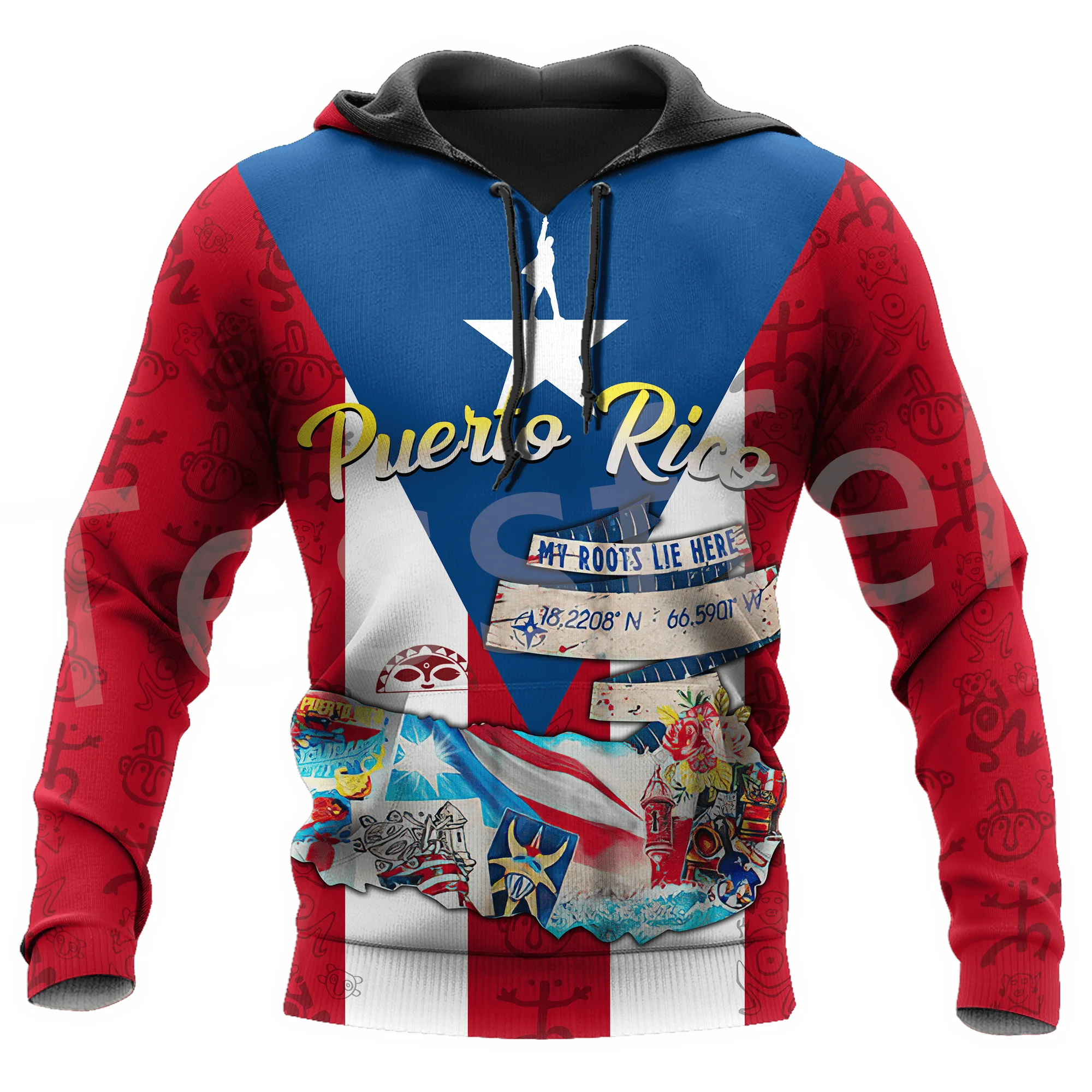 

Boricua Country Flag Puerto Rico Taino Tattoo Caribbean Sea Retro Tracksuit 3DPrint Men/Women Casual Funny Jacket Zip Hoodies A9