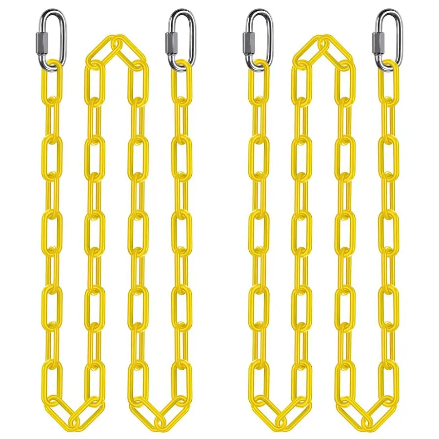 

100 Coated Swing Chain with Carabiners 1000 LBs Capacity Heavy Duty Hanging Chains Porch Swing Chains with Hooks Yellow Chain fo