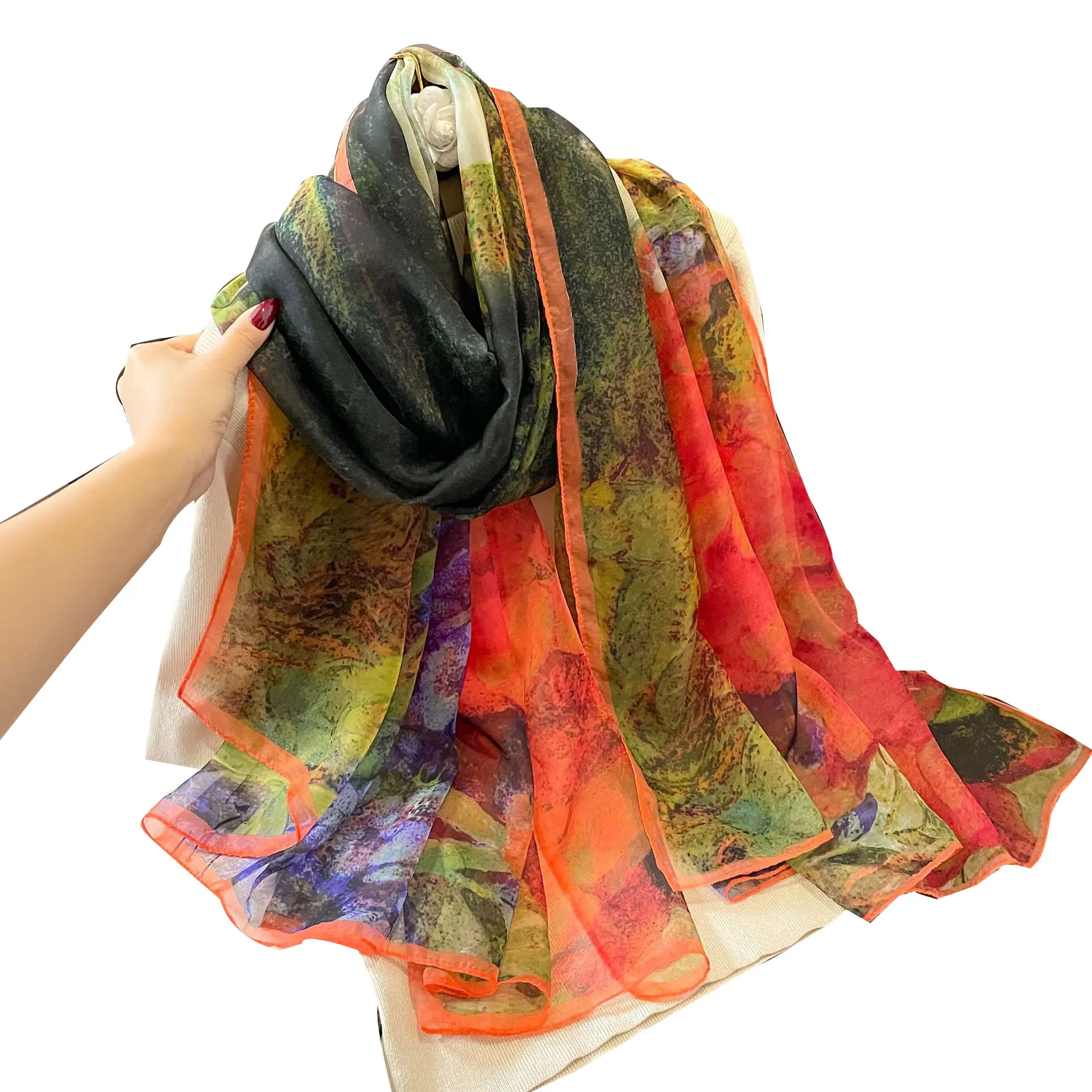 Beach Stoles Sunscreen Wraps Shawls Silk Scarf Spring Foulard Female Hijab Scarves Wraps for Women Luxury Hijab Headband Bandana