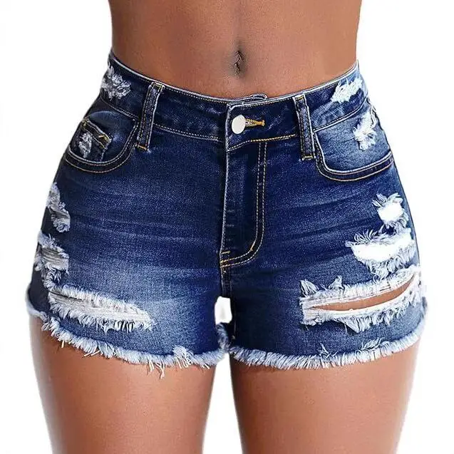 

2026 Summer New Trendy Ripped Raw Edge Women Denim Shorts High Waist Slim Sexy Fashion Desin Casual Jeans