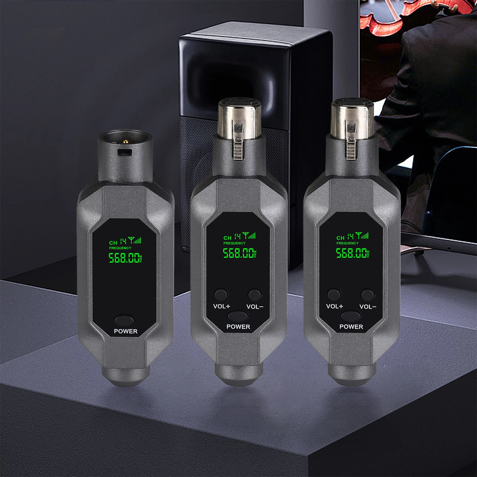 Microphone Transmitter Receiver for 7H Battery Wireless Mic Adapter 5ms Low Latency for Condenser Dynamic Mics Recording Speech