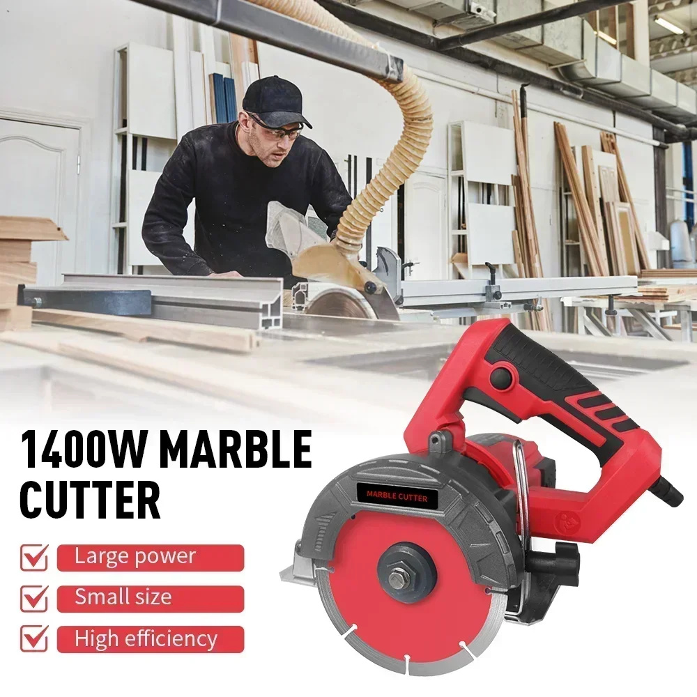 1400W Electric Circular Saw Marble Cutter Ceramic Tile Cutting Wall Grooving Machine 0-45° Bevel Marble Slotting Concrete Saws