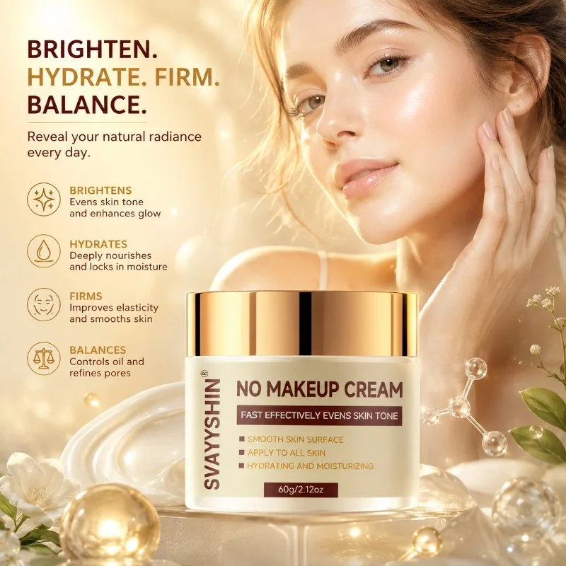 No-Makeup Look Multi-Effect Cream 60g – Hydrating & Firming Moisturizer, Controls Shine & Brightens Skin for Natural Radiance
