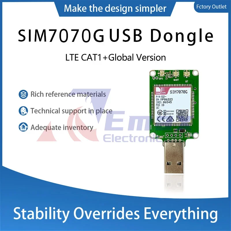 

SIMcom SIM7070G NBIOT CATM LPWA USB-ключ 1 шт. без поддержки GPS