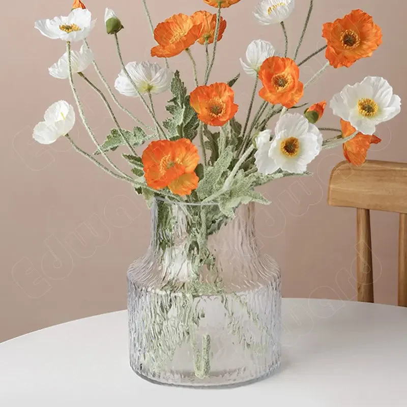 Transparent Glacier Pattern Glass Vase Modern Minimalist Hydroponic Flower Arrangement Device Home Living Room Decoration Vases