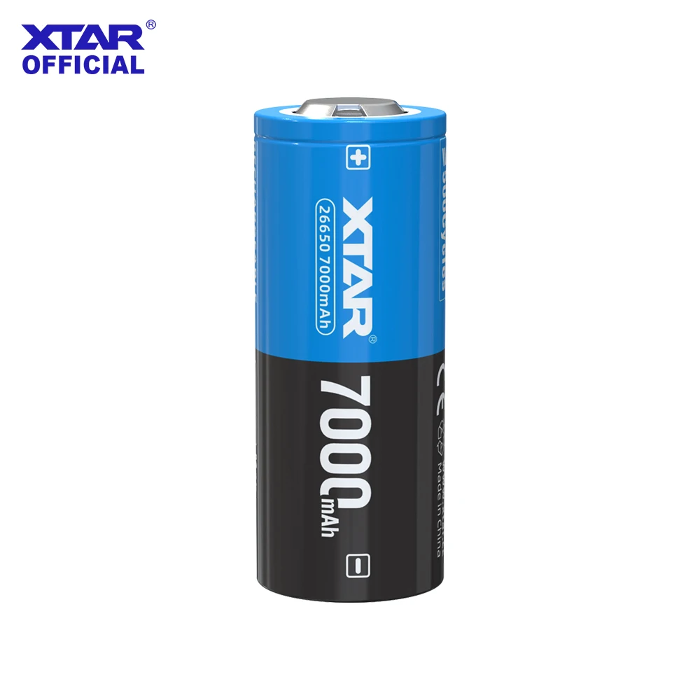 XTAR 2/4개 3.6V 26650 7000mAh 충전식 리튬 이온 배터리 10A 출력 500개 이상의 사이클(보호 플레이트 포함) -20 ℃ ~60 ℃
