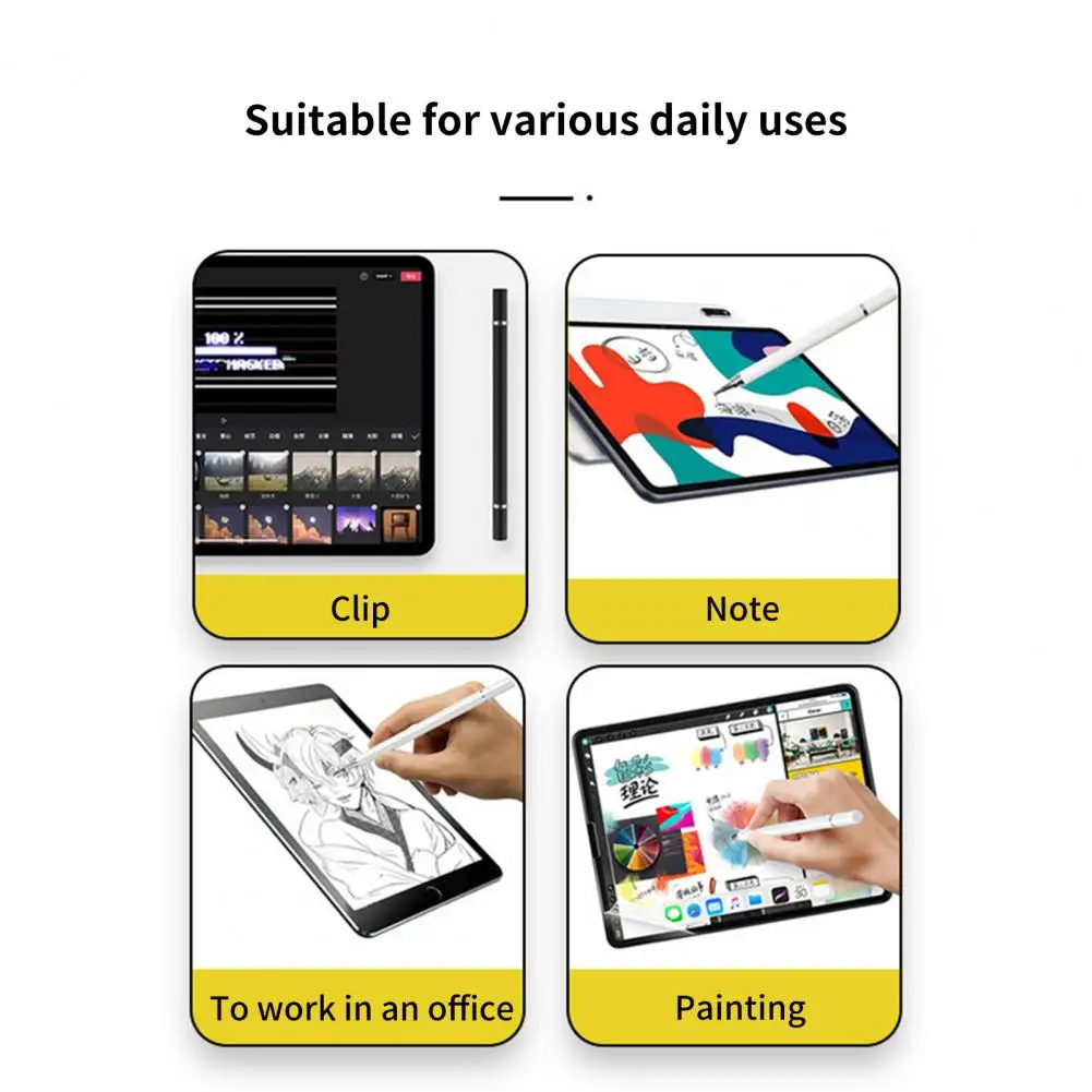 Capacitive Pen Dual Heads Touch Pen Smooth Writing Universal Tablet PC Phone Stylus Pen for iPad/Huawei/iOS/Android Tablet