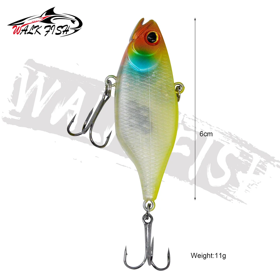 WALK FISH 1PCS Vibration 60mm 11g Long Casting Sinking Fishing Lure VIB Winter Fishing Lipless Hard Bait For Pike Bass