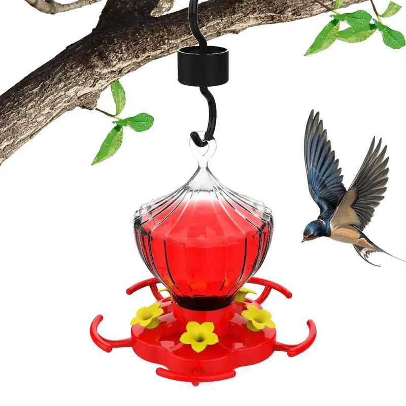 

Hummingbird Feeder For Outside 16 Oz Wild Bird Feeders With 5 Flower Feeding Ports Built-in Ant Guard And Bee-Proof Design