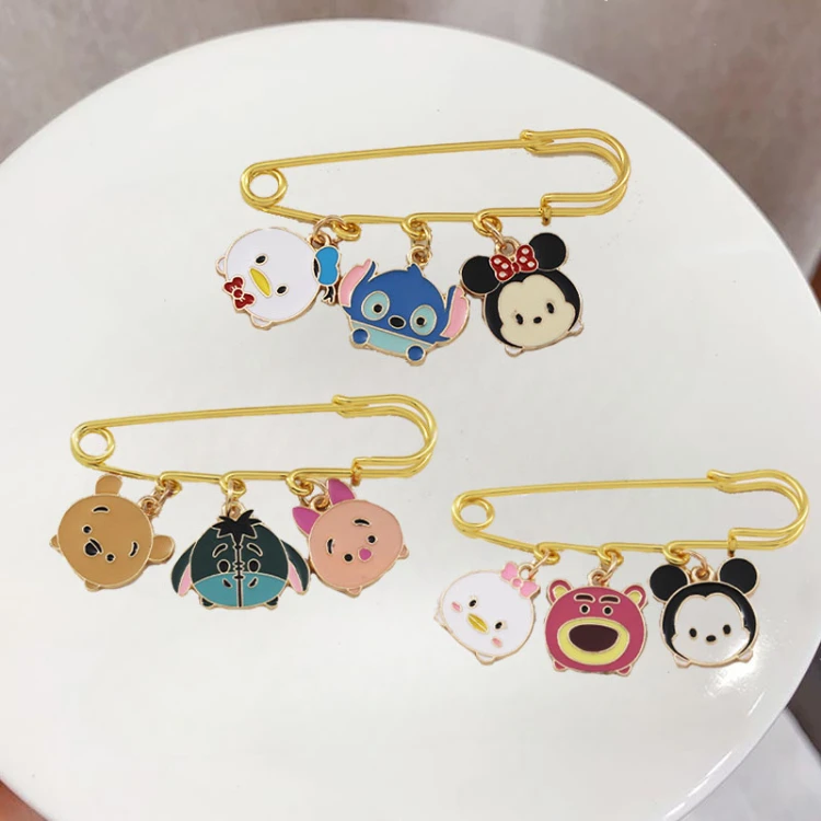 New Cute Oil Drop Stitch Brooch Disney Cartoon Figure Pooh Bear Mickey Mouse Pin Bag Clothes Accessories Children's Toy Prizes