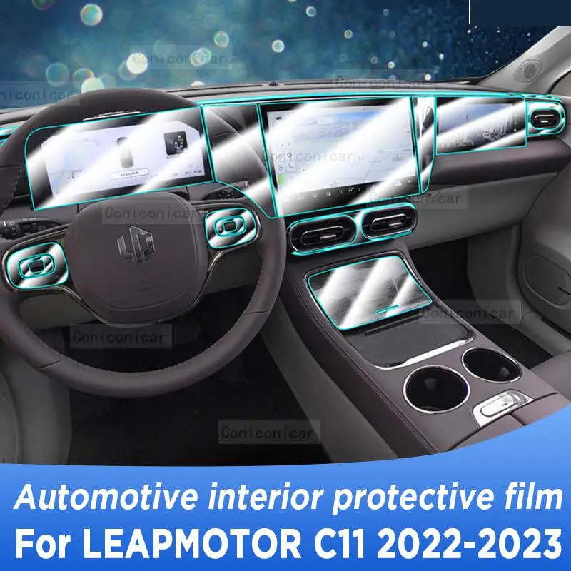 

For LEAPMOTOR C11 2022 2023 Gearbox Panel Navigation Screen Automotive Interior TPU Protective Film Anti-Scratch Accessories