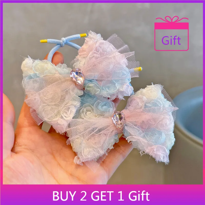 

Korean Hair Accessories for Girls Rainbow Gradient Rose Bows Hair Clips Ribbon Ties Set Cute Fantasy Style