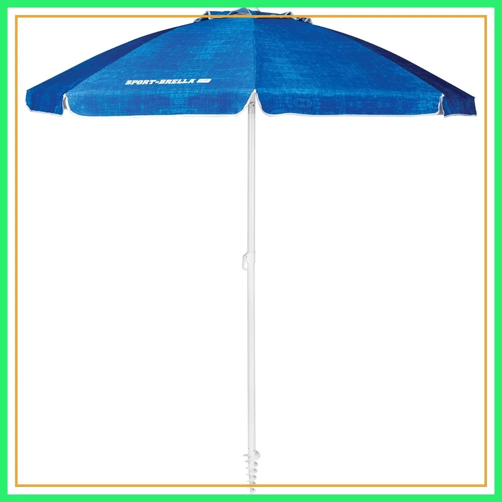 

SPF 50+ Upright Beach Umbrella 6-Foot Vented Canopy with Adjustable Pole