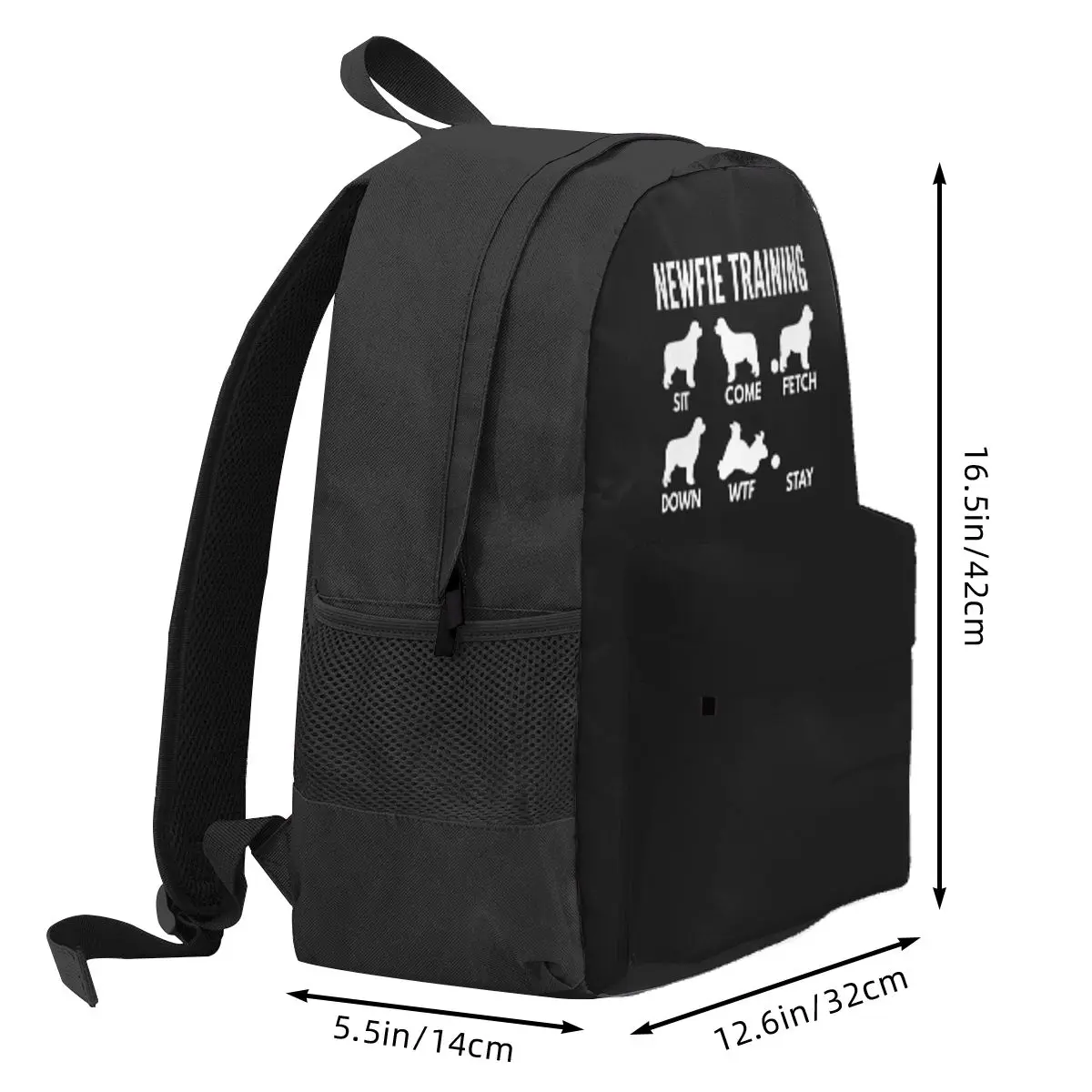 Newfie Training - Newfoundland Dog Tricks Student Backpack School Bag Hiking Travel Daypack for Boys Girls Bookbag Shoulder Bags