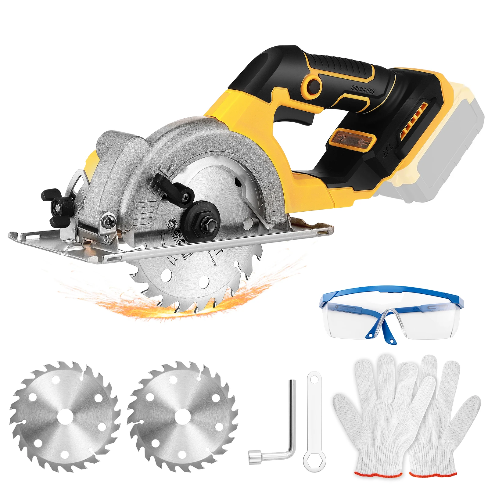 5.5IN Electric Circular Saw Brushless External Rotor Cordless High Power Cutting Woodworking Power Tools Fit Dewalt 18V Battery