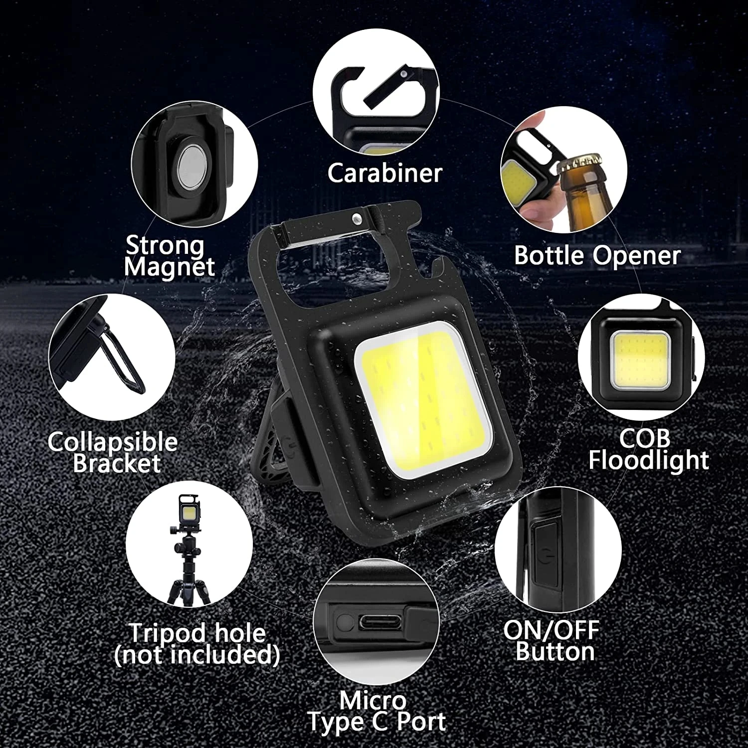 Multifunctional Mini Glare COB Keychain Light USB Charging Emergency Lamps Strong Magnetic Repair Work Outdoor Camping Light