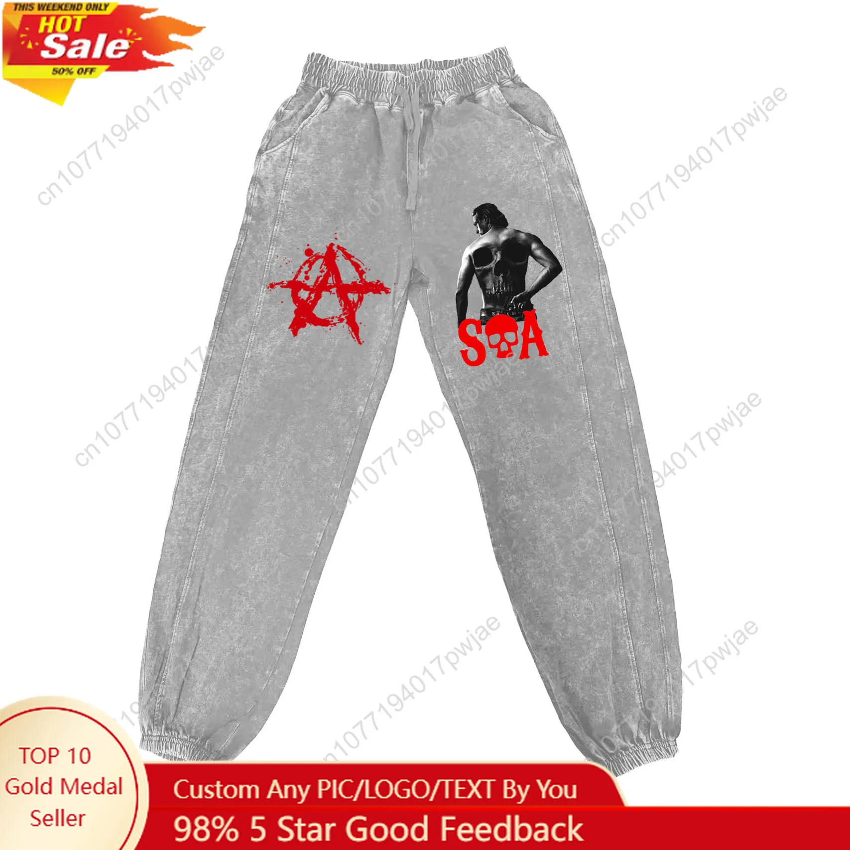 

Sons Of Anarchy SOA Pants Man Woman Teenager Retro Vintage Trousers Cotton Elastic Sweatpant Custom Made Pant With Pocket
