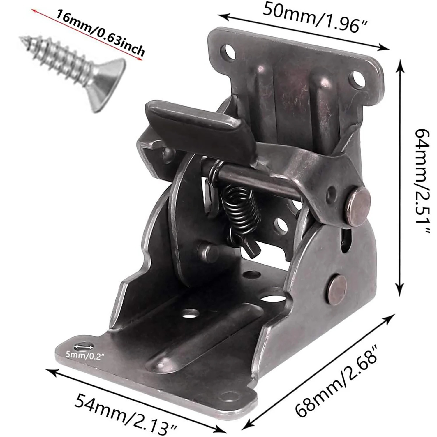 

90 Degree Right Angle Thickened Self Locking Foldable Hinge Hardware Fitting 2Pcs For Furniture Table Stool With Mount Screws