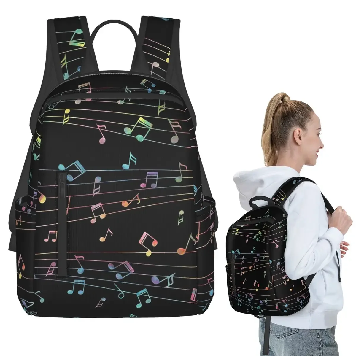 

Music Notation Musical Notes Backpack Student Boys Girls BookBag Children School Bag Laptop Shoulder Bags for Men Women